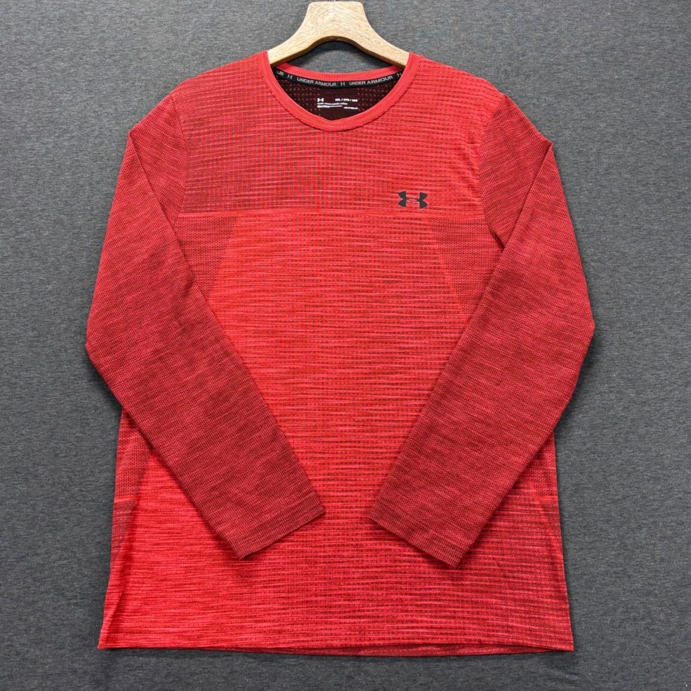 Under Armour Shirt Mens 3XL HeatGear Fitted Long Sleeve Crewneck Red Training